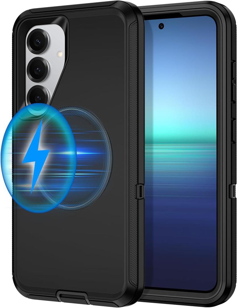 I-HONVA for Samsung Galaxy S25 Plus Case,Galaxy S24 Plus Case [Compatible with MagSafe] Shockproof 3-Layer Full Body Protection [Without Screen Protector] Rugged Heavy Duty Cover,Black