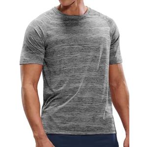 MIER Mens T Shirts Short Sleeve Quick Dry Active Tee for Running Workout Gym, heather grey, M