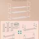 SONGMICS Shoe Rack, 3-Tier Shoe Organizer, Metal Storage Shelf, Upright or Upside Down, for 16-20 Pairs, Stackable, for Entryway, 11.8 x 36.2 x 21.7 Inches, Pearl White ULSA303W03