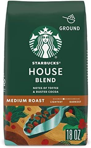 Starbucks Ground Coffee, Medium Roast Coffee, House Blend, 100% Arabica, 1 bag (18 oz), BB Date: 10/07/2025
