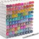 Alcohol Markers 100 Colors Art Markers Professional Art Pen Dual Tips Plus 1 Blender Permanent Ink for Painting, Coloring and Drawing (White)