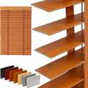 2" Slats Wood Blinds for Indoor Windows: Solid Wooden Blackout Blinds & Shades,Black Out Privacy Horizontal Blinds for Home Bedroom Bathroom Living Room Windows and Doors 23" WX48 H Light Brown