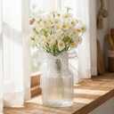 Fake Flowers in Vase, 12Pcs Small White Daisy Flowers Artificial Arrangement with Glass Bud Vase for Centerpiece Table Decoration Faux Flowers for Spring Decor Daisy Birthday Party Decorations