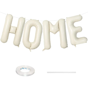 40 Inch Beige HOME Balloon for Housewarming Party Decorations, Large Cream New Home Welcome Balloon Letter Banner, Ivory White Sand Balloons Sign for Sweet House Warming Homecoming Party Decor