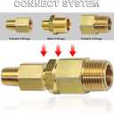 KOOTANS 1/2 NPT Male x 1/4 NPT Male Solid Brass Nipples, Heavy Brass Pipe Adapter Fittings Hex Reducing Nipples Connectors 4Pieces