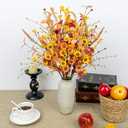 12 PCs Artificial Fall Flowers 17 Inches Vintage Autumn Stems Rustic Fall Floral Picks with Orange Forsythia Daisy Flowers Wildflower Stems for Farmhouse Indoor Vase Table Centerpieces Decor