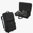 DJ Controller Bag Backpack with Wheels Compatible with Pioneer XDJ RX2/ XDJ RX3/ XDJ-RX/DDJ FLX10/ DDJ REV7/ DDJ 1000, Wheeled DJ Carrying Case with 2 Accessory Pocket, Padded DJ Mixer Bag