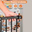 keny 29"-42.5" Baby Gate for Stairs, Auto Close Safety Dog Gate, Pressure Mounted Easy Walk Through Pet Gate for Doorways, Durable Stair Gate, 30" Tall, Black