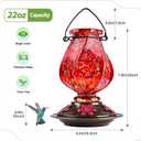 BOLITE Hummingbird Feeder, Hand Blown Glass Hummingbird Feeders for Outdoors Hanging with Ant Moat, 5 Bee-Proof Ports, Leak-Proof, 360 Perch, 22oz, Red, Gifts for Women Men, Gifts for Mom Dad