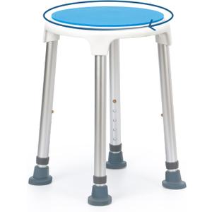 Shower Stool for Inside Shower Swivel Shower Chairs for Seniors Adjustable Round Shower Seat Bath Chair Tool-Free Assembly 5 Adjustable Heights from 19''-21'' Load 350LB (Medium2)