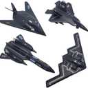 Zugar Land Die-Cast Pullback Stealth Bomber Models (4.25"-5.25") SR-71 Blackbird, F-22 Raptor, F-117 Nighthawk, B2 Bomber (4 Pack)