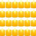 LANKER 24 Pack Flameless Led Tea Lights Candles, Flickering Warm Yellow Battery Operated Electronic Fake Candles, Decorations for Halloween and Festival Celebration (Yellow - 24Pack)