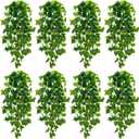 BLEUM CADE Fake Hanging Plants, 8pcs Artificial Pothos Vines Greenery for Wall Home Living Room Office Indoor Outdoor Decor (No Baskets)