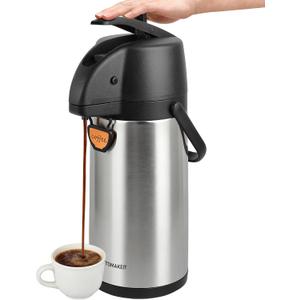 TOMAKEIT Airpot Coffee Dispenser Thermal with Pump,3L/102 Oz Insulated Stainless Steel Large Airpot Coffee Carafe Lever Action for Hot/Cold Water,Thermal Carafe for Hot Cocoa for Parties