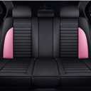 BGYFDU03 Seat Cover 5-Seater Full Set, Universal Type, Suitable for Most Cars Pickup Ttrucks Airbags Compatible with Synthetic Leather Car Seat Cushion Protectors (Black and Pink 02)