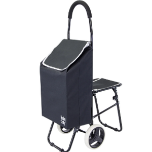 Trolley Dolly with Seat Sport, Black Shopping Grocery Foldable Cart Tailgate