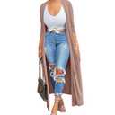 Women's Casual Long Sleeve Lightweight Soft Cover Ups Outerwear Open Front Maxi Drape Cardigans with Pockets Apricot S