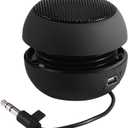 ASHATA Portable Mini Speaker 3.5mm, Retractable, Black, 180mAh Battery, 5W, Mono, 2.2 Channel, 3.5mm Aux, USB, 1.5Hrs Playtime, Compatible with iPod, MP3, MP4, MP5, Smartphone, Desktop, Laptop