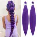 Long Purple Braiding Hair Pre Stretched - Purple Hair Extensions for Braids Synthetic Braiding Hair for Stage Party Halloween Costume Cosplay (purple, 36 InchPack of 2)