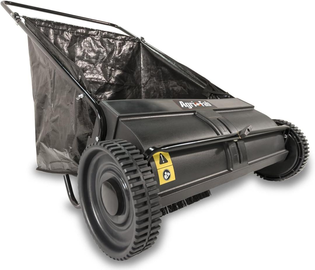 Agri-Fab 45-0218 " 26" Push Behind Lawn Sweeper, 7 cu. ft Hopper Bag Capacity; Leaf & Grass Catcher, with Adjustable Brush Height