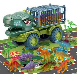 Dinosaur Truck Toy for Kids 3-5, Tyrannosaurus Transport Vehicle Carrier Car Toys with 8 Dino Figures, Dinosaur Playset Toys for 3 4 5 6 7 8 9 10 Years Old Boys Girls Kids Birthday Gifts