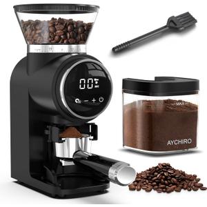Conical Burr Coffee Grinder, Coffee Beans Grinder with 30 Grinding Settings, Automatic Burr Mill Grinder for Home Use, Touchscreen, 2-12 Cups (Black)