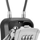 Puroma Lock Box, Portable Key Lock Box with Removable Cable Handle, Resettable Combination Lockbox Wall-Mounted Key Lockbox for House Key, Home, Office, Apartment Warehouse Key Storage (1 Pack, Grey)