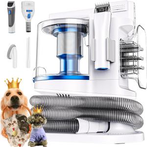 Pet Grooming Kit with 3.4L Oversized Vacuum Suction - 99% Pet Hair Removal - Professional Dog Clippers & Shedding Tools for Cats, Teddy, Poodle, Golden Retrievers (Pearly White)