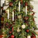 21 Set Christmas Candle Holder for Tree Vintage Traditional Metal Candleholder with Glass Teardrop Ornaments Retro Christian Decoration Hanging Clear Raindrop Ornament for Flameless Candles