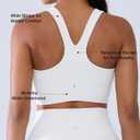 BRXL Medium Support Long Line Sports Bra with Removable Pads Ruched Crop Tank Top Workout Gym V Neck Racerback Buttery Soft