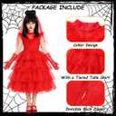 IBQ Kids Red Wedding Dress Girls Halloween Costuems Toddler Horror Comedy Character Bride Cosplay Outfit with Veil Gloves (Red, M)