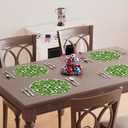 2 x XCHI Soccer Grass Stars Theme Round Placemats Set of 4 Table Mats for Game Day Soccer Party Home Kitchen Dining Table Decorations 14x14 Inch