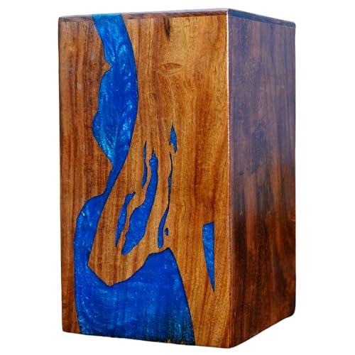 Blue Rasin Wooden Urn for Adult Ashes - Large (Holds Up to 250 Cubic Inches)