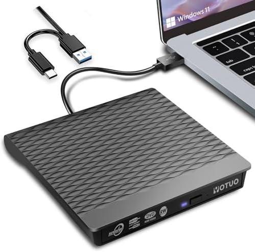 YOTUO External DVD Drive for USB 3.0 Type C, Portable DVD Write CD Burner RW ROM Optical Drive Player Reader Disk Disc with Laptop Desktop PC Windows 11/10/8/7, Mac Pro/Air MacBook, Linux (SY-IDD023)