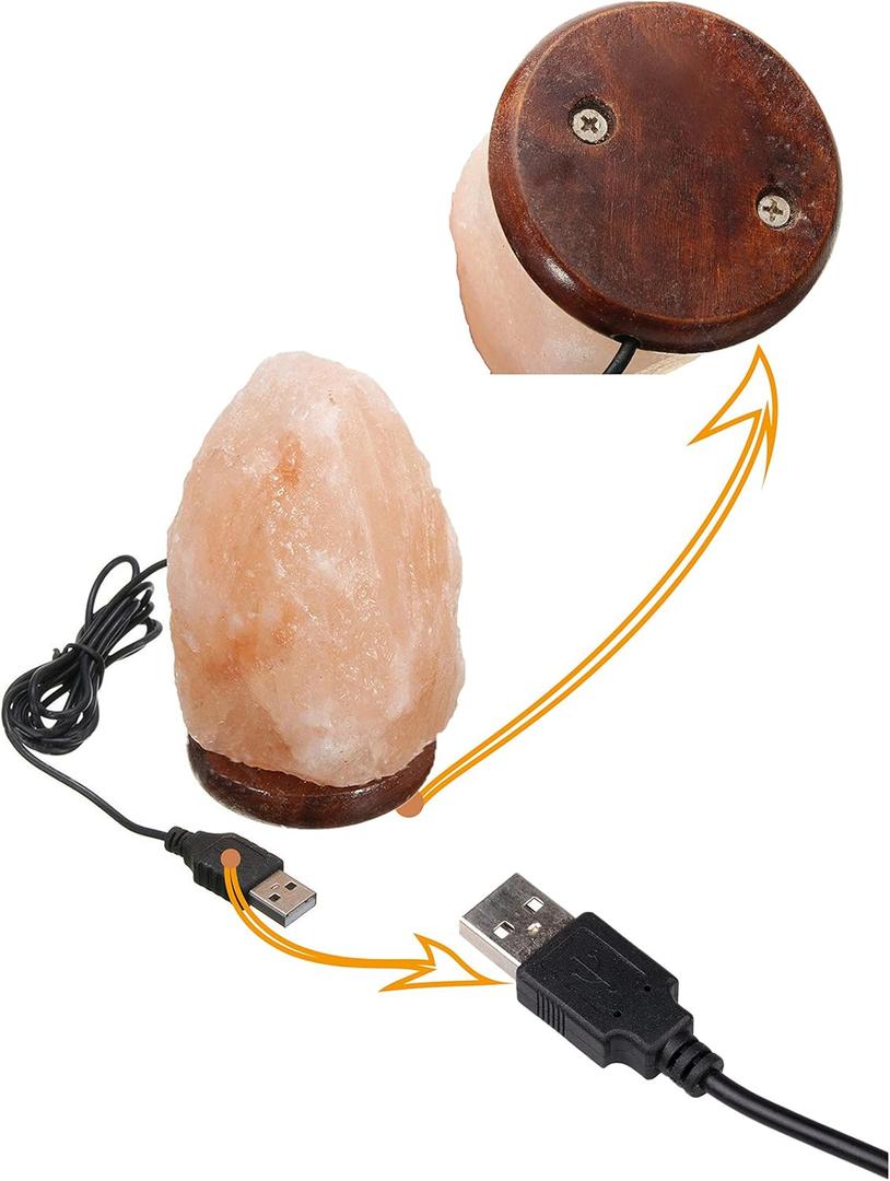 JIC Gem Natural USB Himalayan Salt Lamp Crystal Salt Rock Mini Hand Carved Lamp with Multi-Color LED Changing Bulb