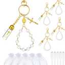 Blushtier 5 Set Holy Water Bottle Keychain with Rosary Bead Crucifix Organza Bags Catholic Gifts for Baptism Favors First Communion (Golden)