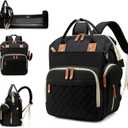 Diaper Bag with Changing Station, Waterproof 3 in 1 Baby Diaper Backpack with Foldable Changing Pad, Large Travel Back Pack for Baby Girl Boy, Baby essentials, Black