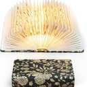 Floral Print Book Light,3-Color Book Lamp Book Lovers Gifts | 1200mAh Portable Foldable Paper Desk Lamp | Night Reading Bookshelf Lamp,Valentine Ambient Lighting Decorations Gifts(Black Gold)