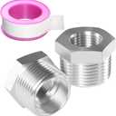 Stainless Steel Reducer Hex Bushing Threaded Pipe Fitting 3/4 NPT Male x 1/4 NPT Female Bushing 3/4 to 1/4 Adapter Pipe Fitting (Pack of 2)