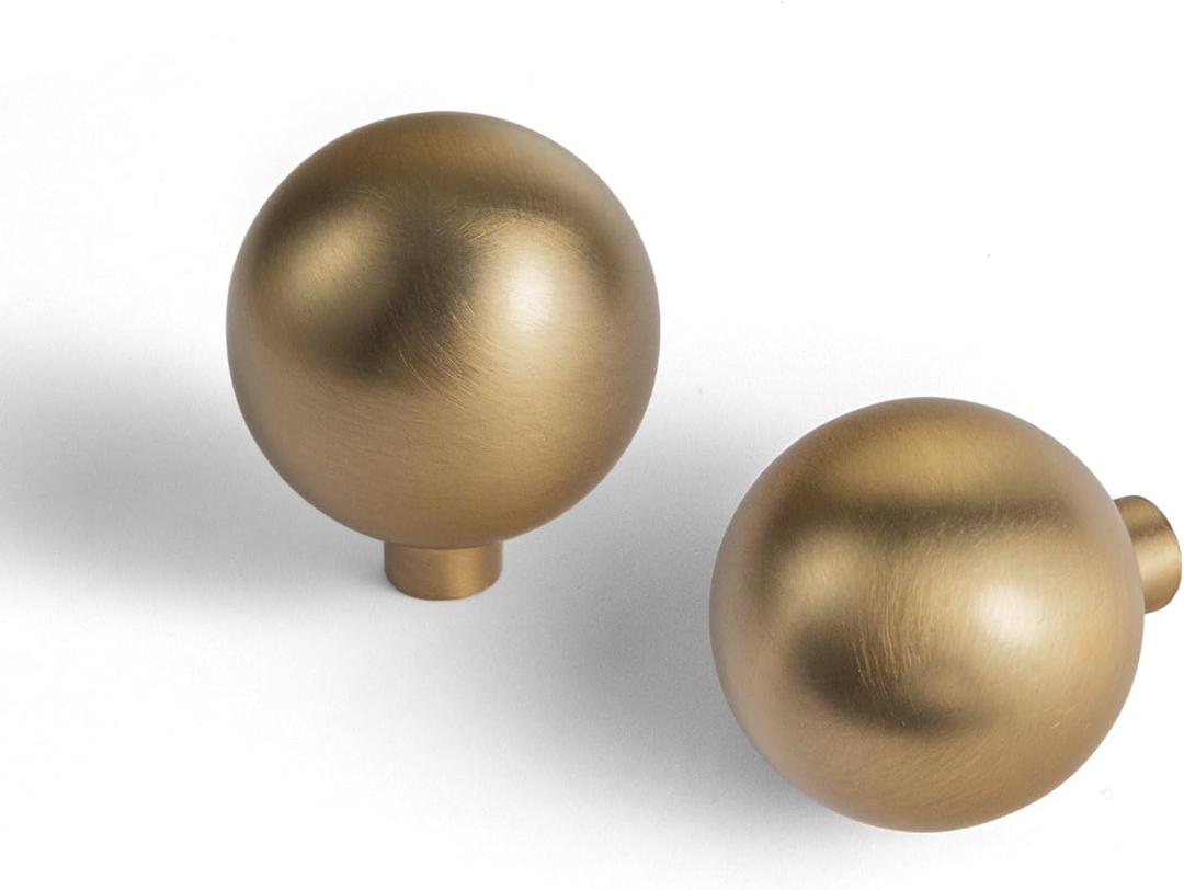 Goo-Ki Champagne Bronze Cabinet Knobs with 1.1" Dia, Modern Zinc Alloy Cabinet Drawer Konbs for Dresser, Wardrobe, Cupboard, 6 Pack
