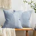 MIULEE Pack of 2 Decorative Burlap Linen Throw Pillow Covers Modern Farmhouse Pillowcase Rustic Woven Textured Cushion Cover for Sofa Couch Bed 20x20 Inch Light Blue