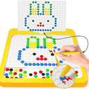 Cokzer Magnetic Drawing Board for Kids,Large Magnet Doodle Board with Dot Beads and 20 Pattern Booklets,Montessori Educational Traveling Toy for 2 3 4 5 6 Year Old Boys Girls