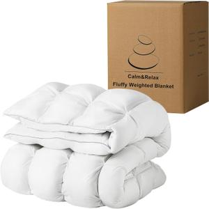 Calm&Relax Fluffy Weighted Blankets for Adults Heavy Blanket, Soft Weighted Throw Blanket with Glass Beads, Machine Washable (Queen Size, 20 lbs, 60"80")