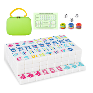 American Mahjong Tiles (1.2” Tiles Only), 166 Quality White Engraved Tiles, 1.2 inch Mahjong Tiles Set with Carrying Bag/Dice/Chips, Creative Design Patterns, Ideal Mahjong Gifts (No Rack)