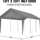 Carport Canopy 10'x20' Replacement Cover, Waterproof & UV Protected Garage Top Tarp Shelter Cover with Ball Bungee Cords, Car Cover Tent (Frame is not Included)