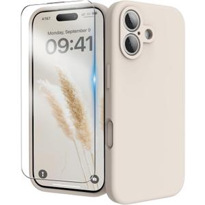 for iPhone 17 Case, Liquid Silicone Cover with Camera Protection Anti-Scratch Soft Microfiber Lining Shockproof Protective Phone Case for iPhone 17 6.3", Stone