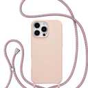 ZTOFERA for iPhone 16 Pro Max Case with Strap,Crossbody Phone Case with Adjustable Neck Shoulder Lanyard,Soft Silicone Shockproof Protective Phone Cover for iPhone 16 Pro Max 6.9 inch-Pink