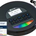 KLIM Nomad - Portable CD Player with Long-Lasting Battery - with Headphones - Radio FM - Compatible MP3 CD Player Portable - TF Card Radio FM Bluetooth - Ideal for Cars - Black Blue
