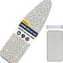 Ironing Board Cover and Pad 15"x54" Extra Thick Natural Cotton, Scorch and Stain Resistant Padding, Standard Size Iron Board Cover with Fasteners Heavy Duty Elastic Edge, Heatproof Geometric