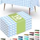 Pureegg Plastic Table Cloth Disposable 10 Pack, 54 x 108 Inch Table Cloths, Party, Picnic, Decorative Gingham Tablecloths, Rectangle, Blue and White Checkered Cover, Leakproof & Sturdy, Blue Plaid